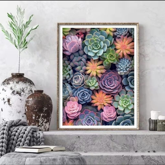 Succulent Garden 5D Diamond Painting Kit New - Picture 3 of 6